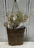 Hanging Woven Basket Wall Pocket with Bouquet of Dried Decor