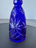 (B) Bohemian Czech Cobalt Cut Crystal Decanter