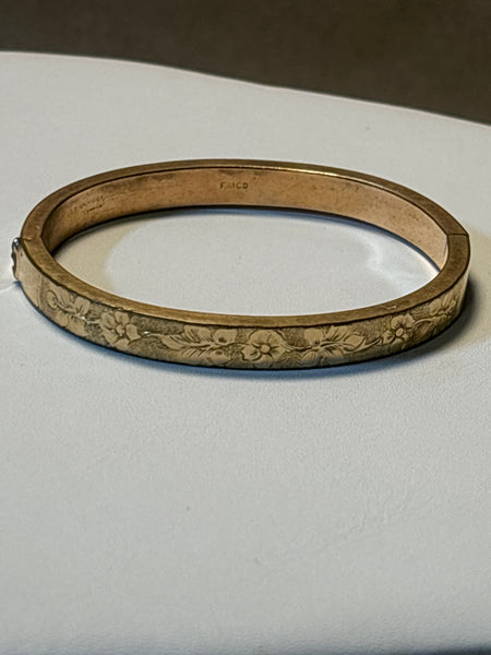 Gold Filled Bracelet with Etched Floral Design