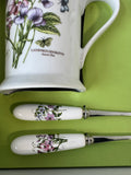 4-Piece Portmeirion Garden Botanic Sweet Pea Coffee Mug Set with Spoons in Box