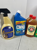 Cleaning Lot E, with (2) Buckets. Most bottles at least half full