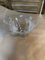 Floral Clear Glass Gravy Boat