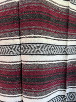 (E) Burgundy Hand Made Mexican Blanket with Fringe (2 AVAILABLE—PRICED INDIVIDUALLY AT $20 EACH)