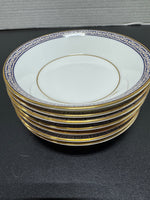 (F) 7-Piece Wedgwood England Palatia R4700 Greek Key Bone China Dessert Bowls Set