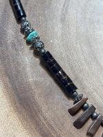 Fanned Shell Necklace with Heishi Beads & Turquoise Accents