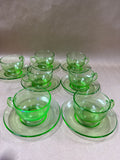 Uranium Tea Cups And Saucers GLOWS - 14 Pieces (B)