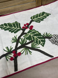 Embroidered Holly Table Runner