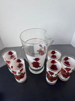 6-Piece West Virginia Glass Radiant Rose Vintage Pitcher & Tumblers Set
