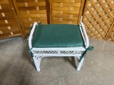 White Wicker Petite Bench/Ottoman with Cushion