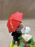 European Folk Art Couple Under Umbrella Figurine