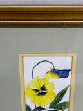 Roberta Hogan Yellow Pansies Watercolor; Signed