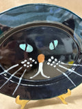 Handpainted Oval Cat Plate - Makers Stamp
