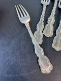 5-Piece Whiting Louis XV Sterling Silver Monogrammed Dinner Forks