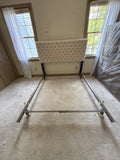 Cream/Tan Fabric Upholstered Headboard with Metal Frame