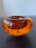 Amber Bubble Art Glass Tea Light Candle Holder