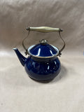 Dark Blue Teapot With Brass Trim And Handle