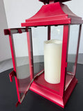 Red Metal Lantern with Flameless Candle (WORKS)
