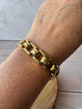 Monet Gold Tone Panel Link Vintage Bracelet