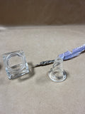 Glass Ink Well With Feather Pen And Ink Bottle