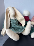 3 Piece Farmhouse Folk Art Stuffed Bunnies And Doll