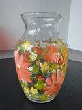 Orange & Yellow Floral Hand Painted Glass Vase