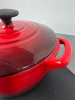 (B) Unbranded Red Enamel Cast Iron 2.5 Quart Dutch Oven