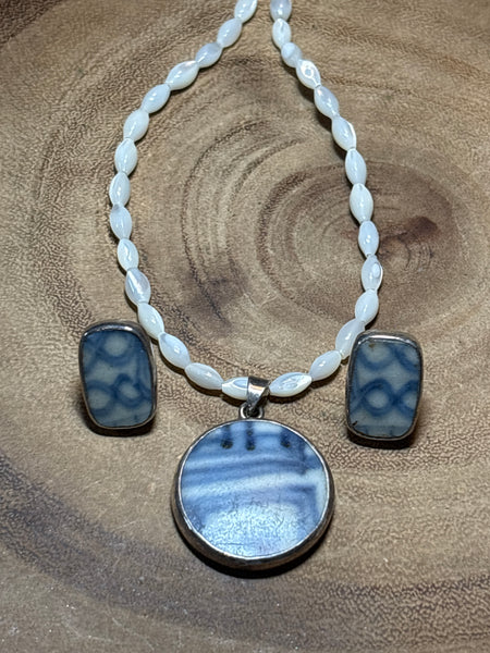 Sterling/Tile Necklace & Earring Set