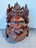 (A) Vintage Chinese Carved Rosewood Mask with Foo Dog Headdress