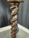 Stiffel Style Brass & Wooden Barley Twist Dual Switch Vintage Floor Lamp (WORKS)