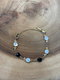 Vintage Bracelet with Mother of Pearl & Black Stones