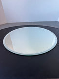 Round Mirrored Tray with Beveled Edge