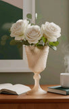 Indiana Glass Company Diamond Point Pink Satin Glass Chalice Vase