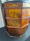 Chinese Vintage Octagonal 3-Tiered Lacquered Stacking Wedding Basket (2 AVAILABLE—PRICED INDIVIDUALLY AT $75 EACH)