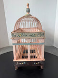 Victorian Style Distressed Hand Painted Decorative Wooden Birdcage