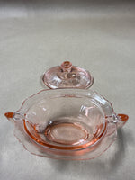 Anchor Hocking Princess Pink Depression Glass Creamer & Sugar With Lid