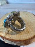 Faceted Blue & Green Stone Collage Stretch Cocktail Ring