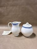 Hartley Greens & Co. Leeds Pottery Shell Edge Blue Creamer Pitcher And Sugar Jar - Appears Unused (A)