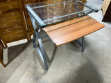 Glass Top Desk with Keyboard Slide Out Tray