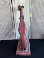 Red Cast Resin Vintage Heavyweight Whippet Dog Statue