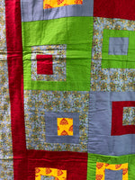 Square in Square Primary Colors Hand Made Quilt