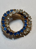 Blue & Rhinestone Pin