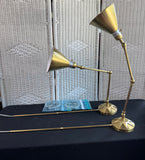 Pair of Brass Swing Arm Adjustable Plug In Wall Sconce Style Lamps (WORKS)