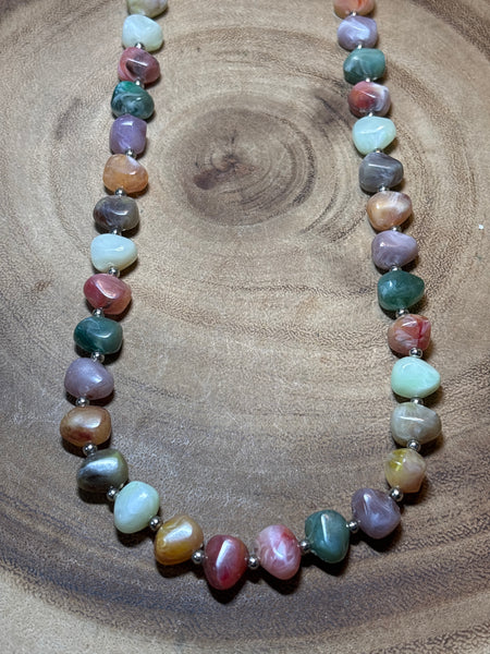 Multi-Color Faux Stone Beaded Necklace