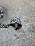 Silver-Tone Necklace & Faux Diamond Pendant