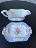 Spode England Maritime Rose Bone China Gravy Boat with Underplate (D)