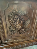 1880's German/French Huntsman's Hand Carved Oak 2 Piece China Cabinet ***HEAVY ITEM***READ DESCRIPTION CAREFULLY***