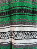 (A) Green Hand Made Mexican Blanket with Fringe