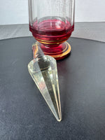 Large Bohemia Venetian Gilt Cranberry Glass Decanter with Stopper