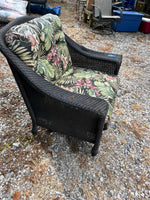 Lloyd Loom Wicker/Rattan Patio Chair and Ottoman with Cushions