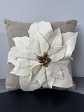 Pottery Barn Felt Poinsettia Burlap Throw Pillow (3 AVAILABLE—PRICED INDIVIDUALLY AT $18 EACH)
